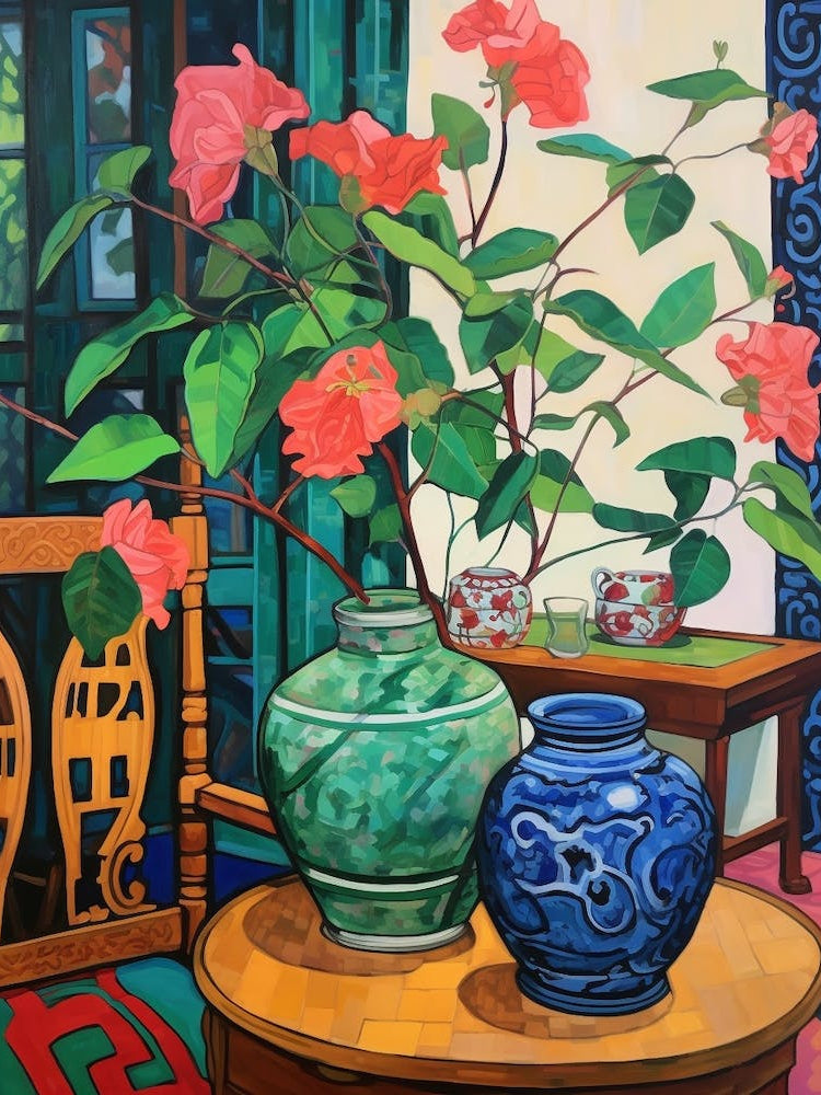 Flowers In A Vase Still Life Painting Bougainvillea 3