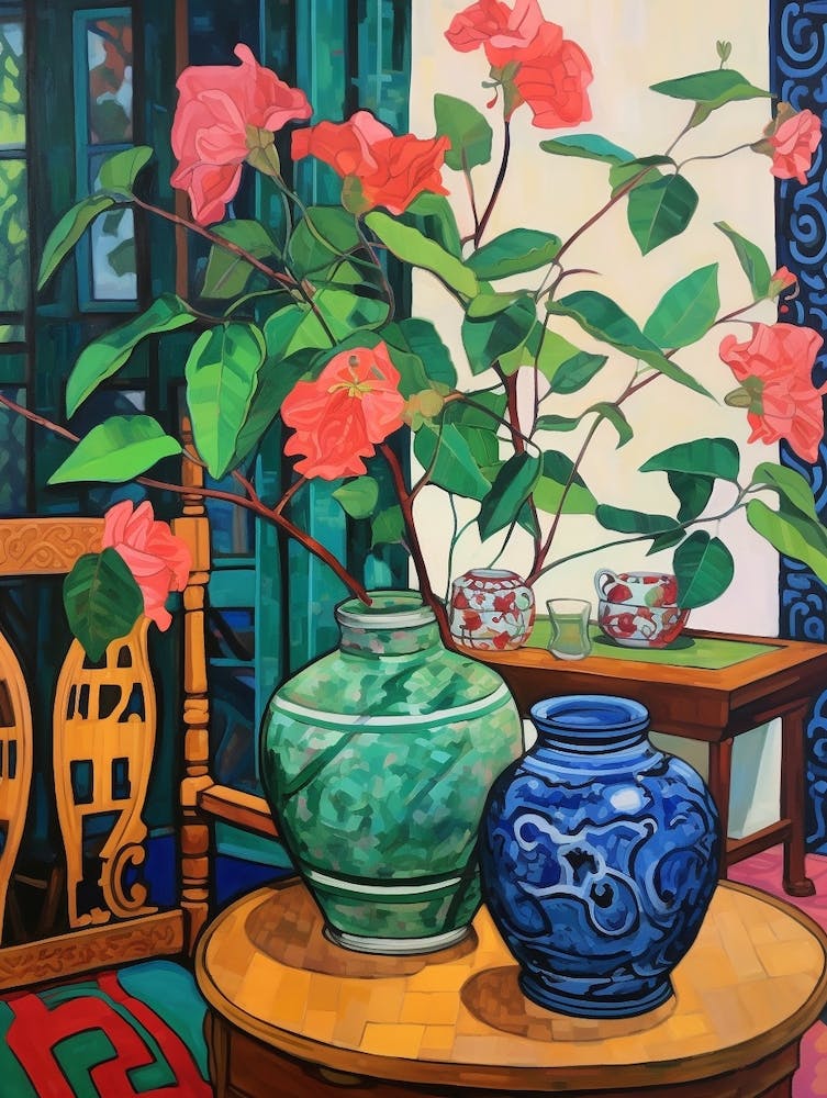 Flowers In A Vase Still Life Painting Bougainvillea 3