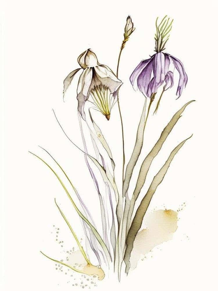 Orris Root Herb Minimalist Watercolour