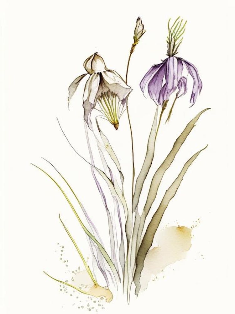 Orris Root Herb Minimalist Watercolour