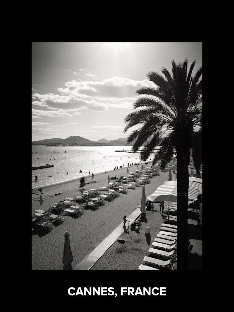 Poster Of Cannes, France, Mediterranean Black And White Photography Analogue 2