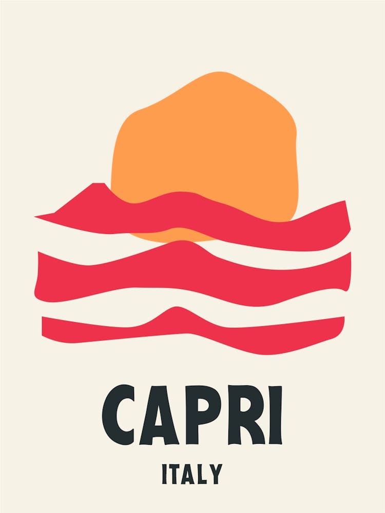 Capri, Italy, Graphic Style Poster 2