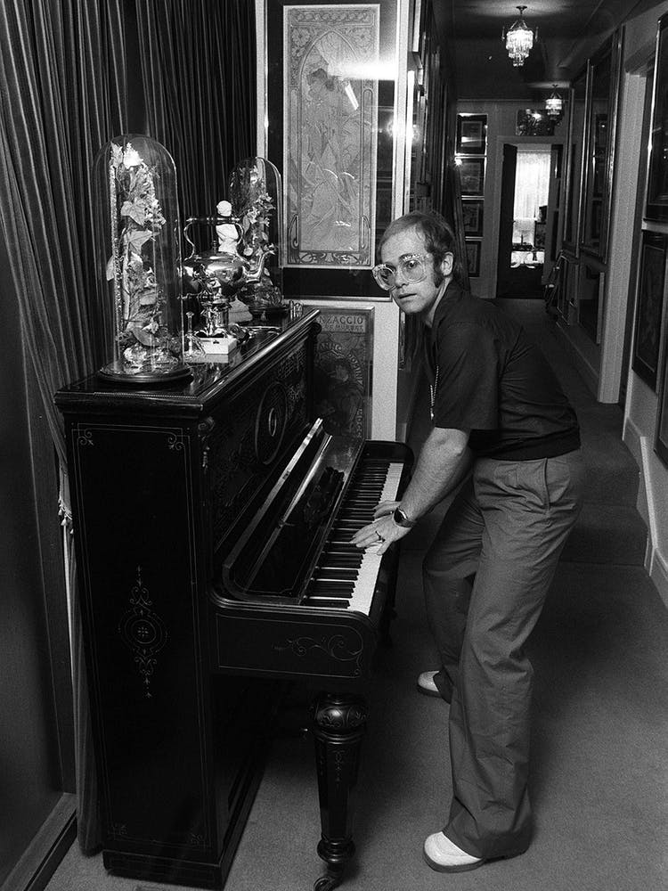 Sir Elton John Playing His Upright Piano, 1974