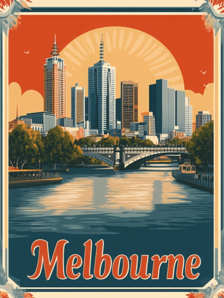 Aihrgdesign A Retro Travel Poster For Melbourne Featuring The 87db6ec1 22e8 49a5 882f Bc5179939180 3