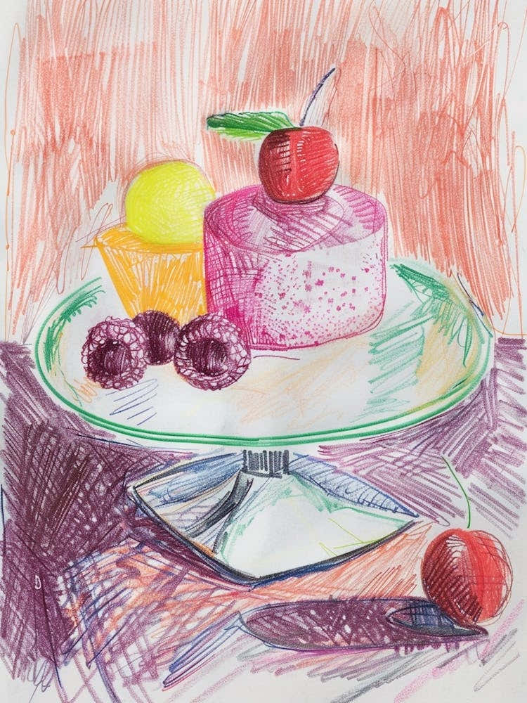 Jelly Mousse Dessert Scribble Drawing