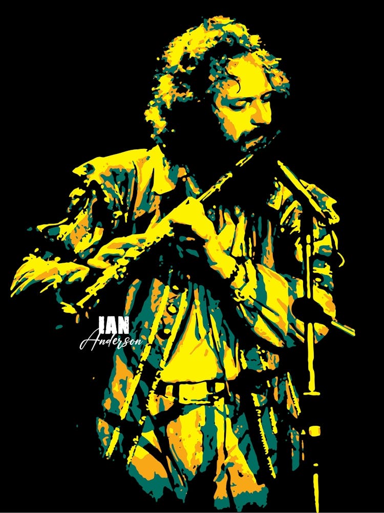Ian Anderson British Rock Musician Legend in Pop Art Illustration 2