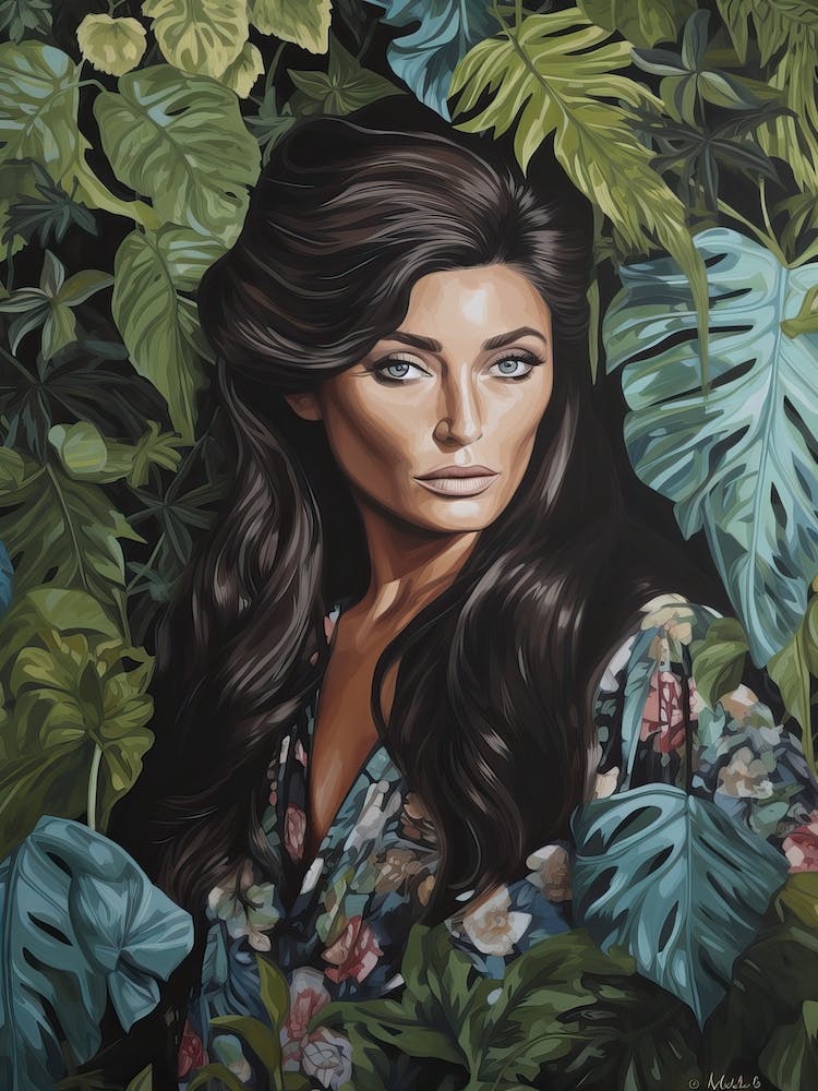 Floral Handpainted Portrait Of Kim Kardashian 2
