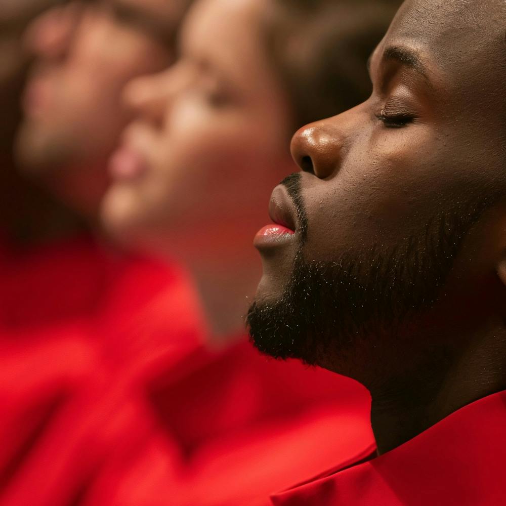 Choir Members In Red Shirts