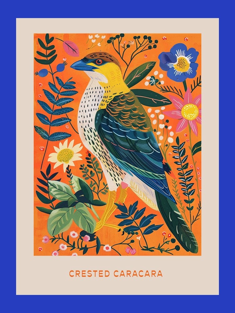 Spring Birds Poster Crested Caracara 2