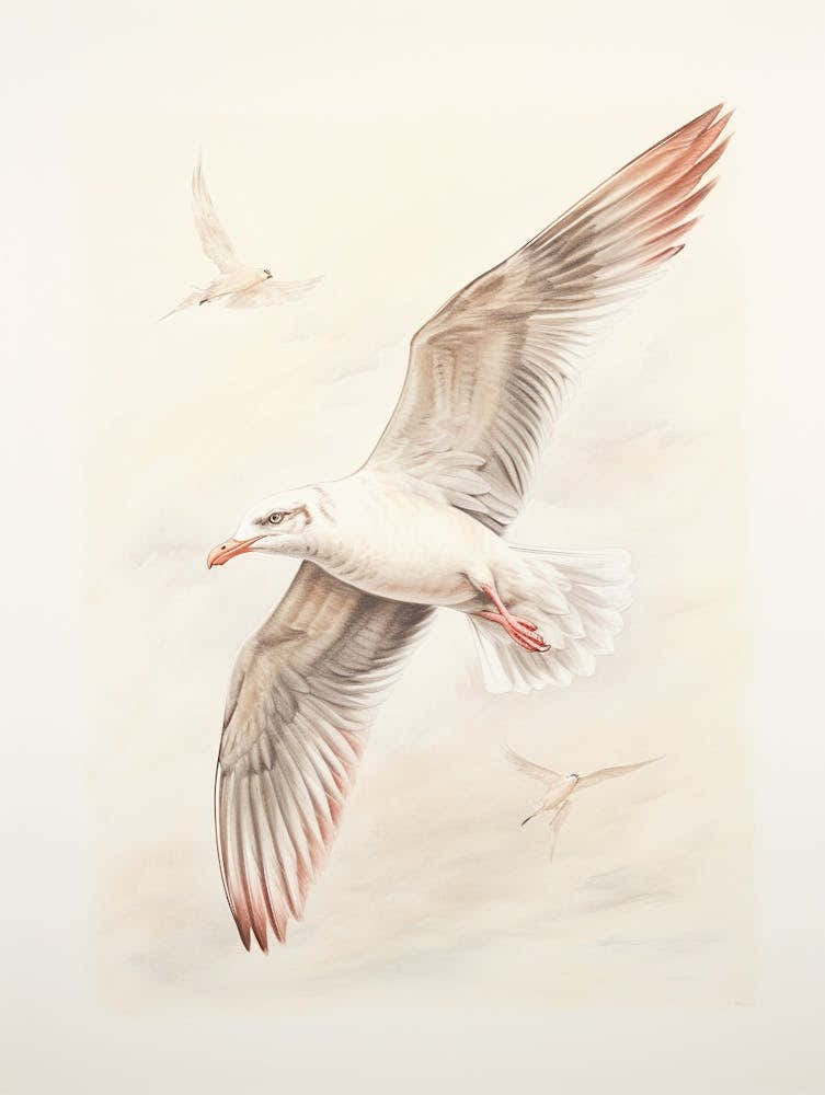 Vintage Bird Drawing Seagull 3