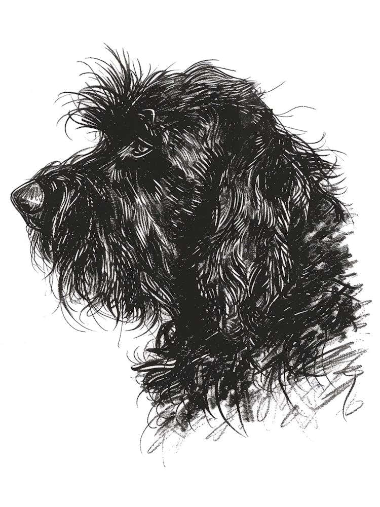 Black Russian Terrier Dog Line Sketch 2