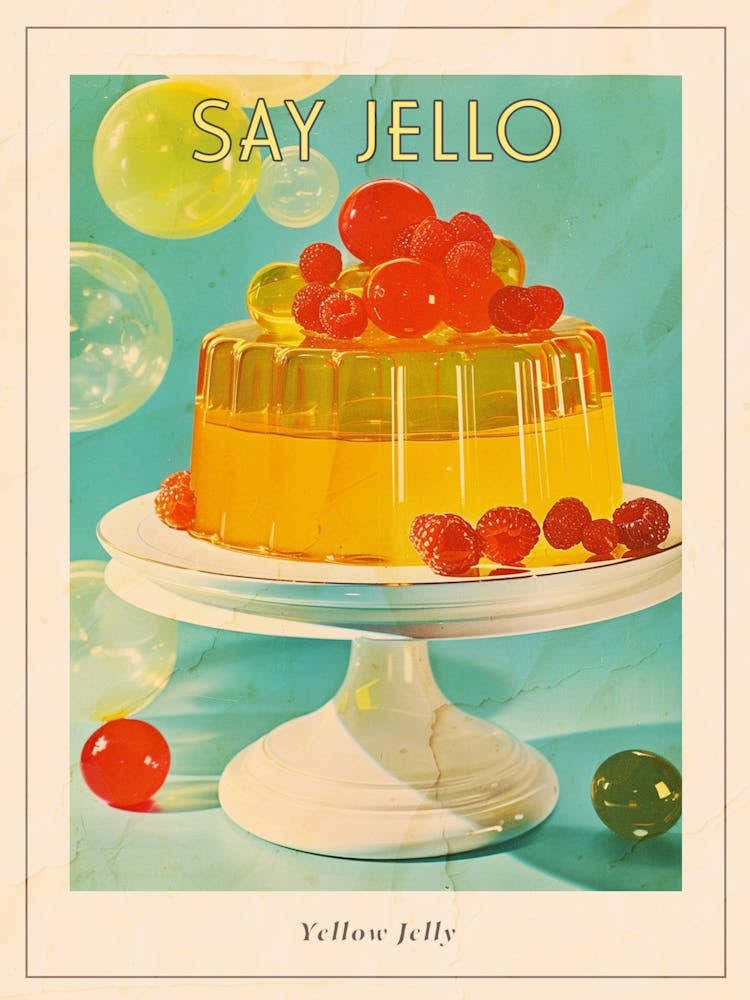 Yellow Jelly With Bubbles Retro Photo Poster