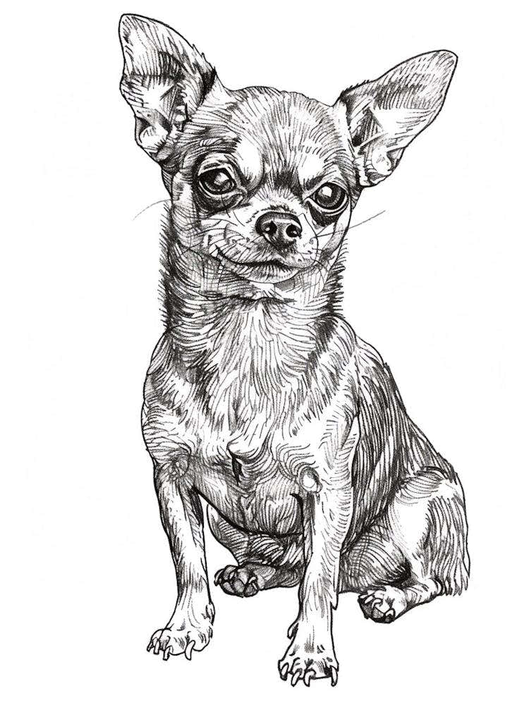 Chihuahua Dog Line Sketch 3