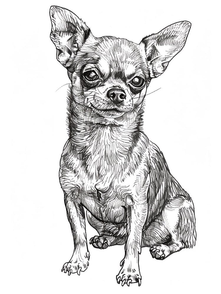 Chihuahua Dog Line Sketch 3