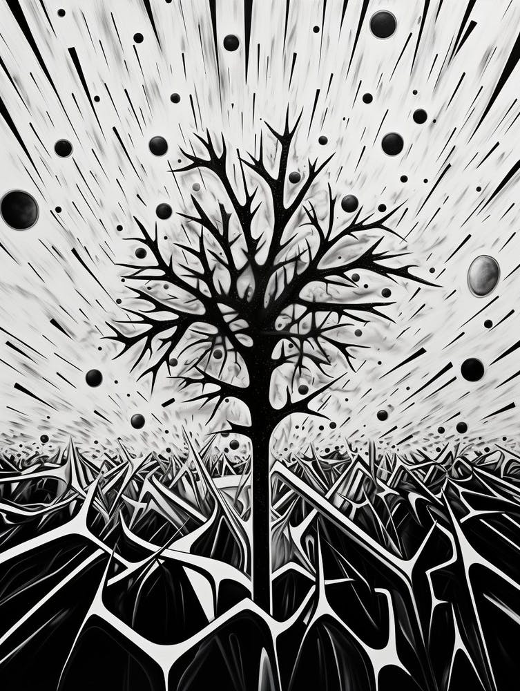 Growth Abstract Black And White 2