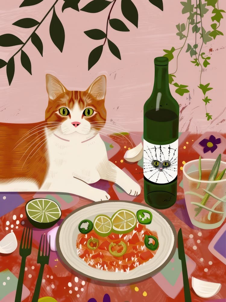 Cat And Mexican Food 1