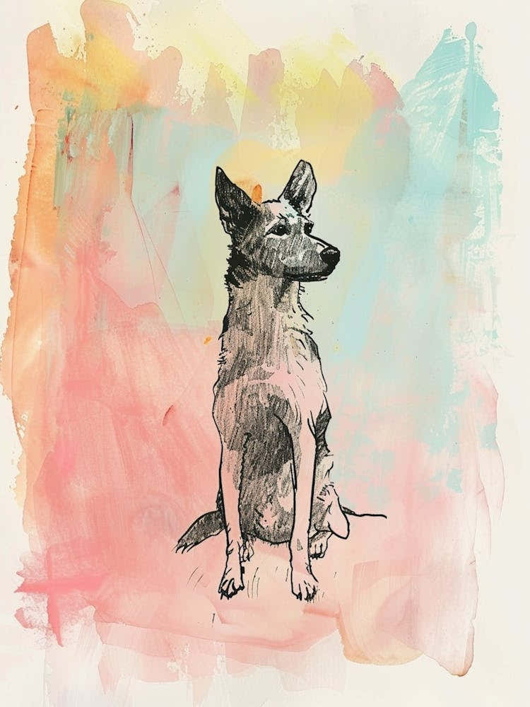 Colourful Portuguese Podengo Pequeno Dog Abstract Line Illustration 4