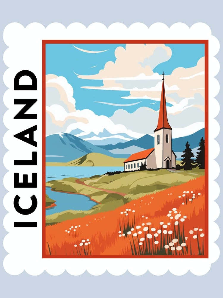 Iceland 2 Travel Stamp Poster