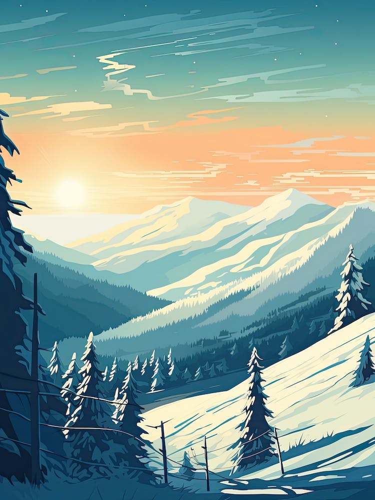 Stowe Mountain Resort   Vermont, Usa, Ski Resort Illustration 0 Simple Style