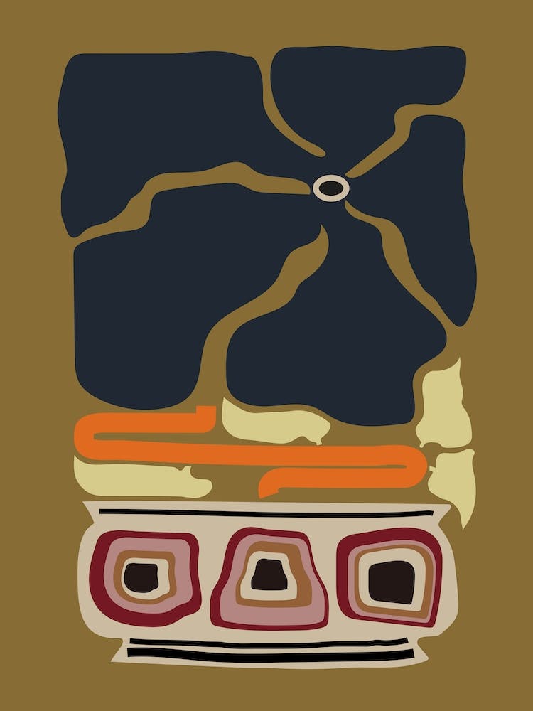 Flower Ukiyo Vase Olive Green 1