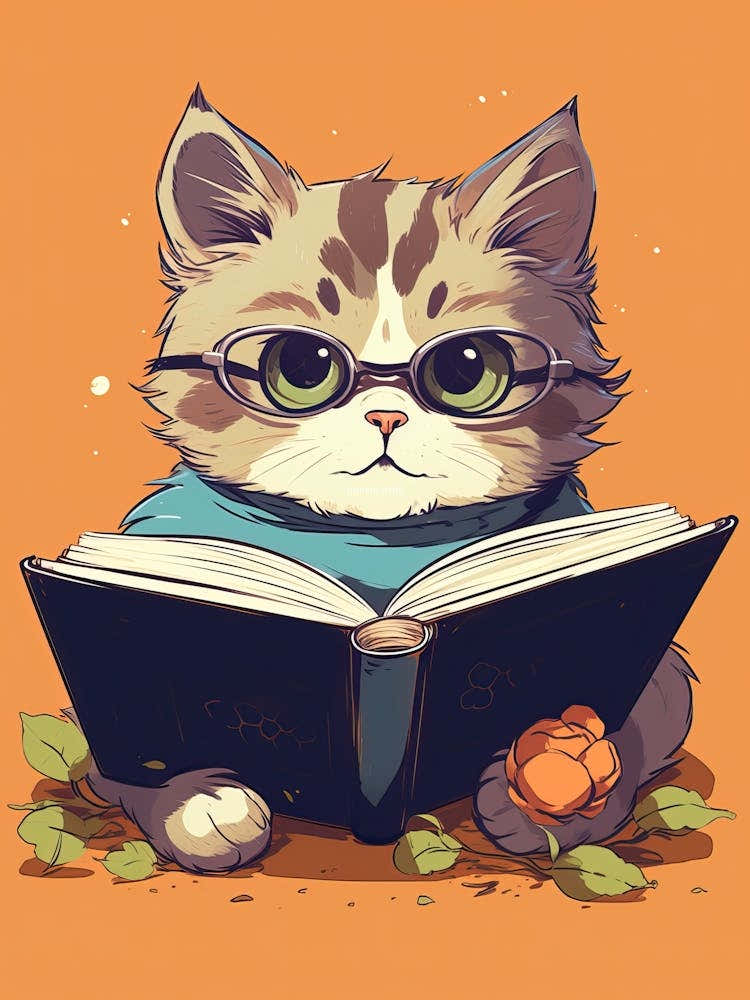 Kawaii Cat Drawings Reading 2