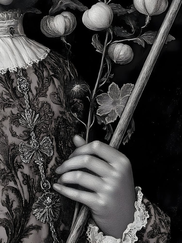 Portrait Of A Lady Holding Flowers