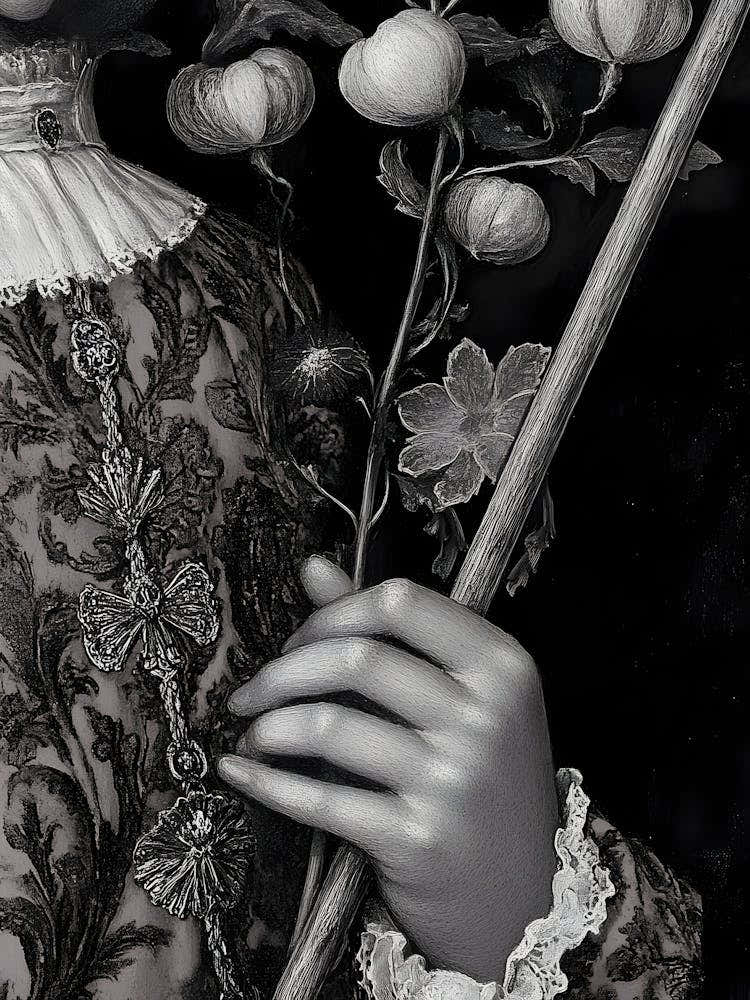 Portrait Of A Lady Holding Flowers