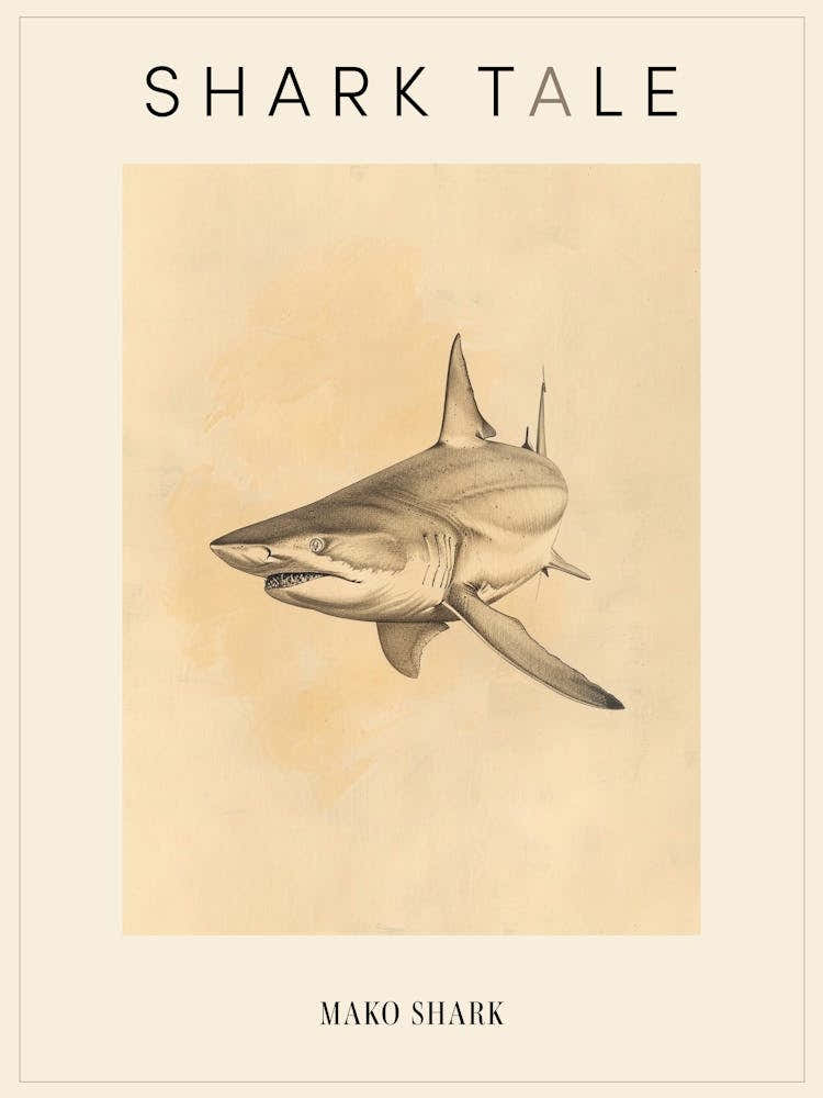 Mako Shark Vintage Illustration 2 Poster