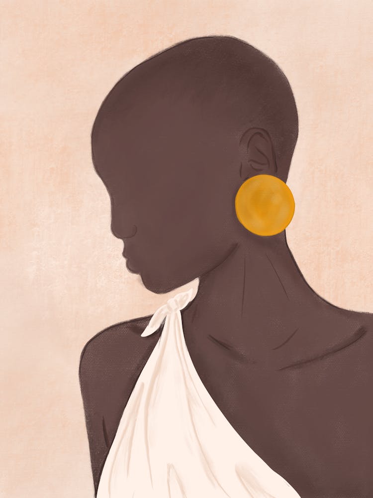 Portrait Of An Black Woman With Earrings
