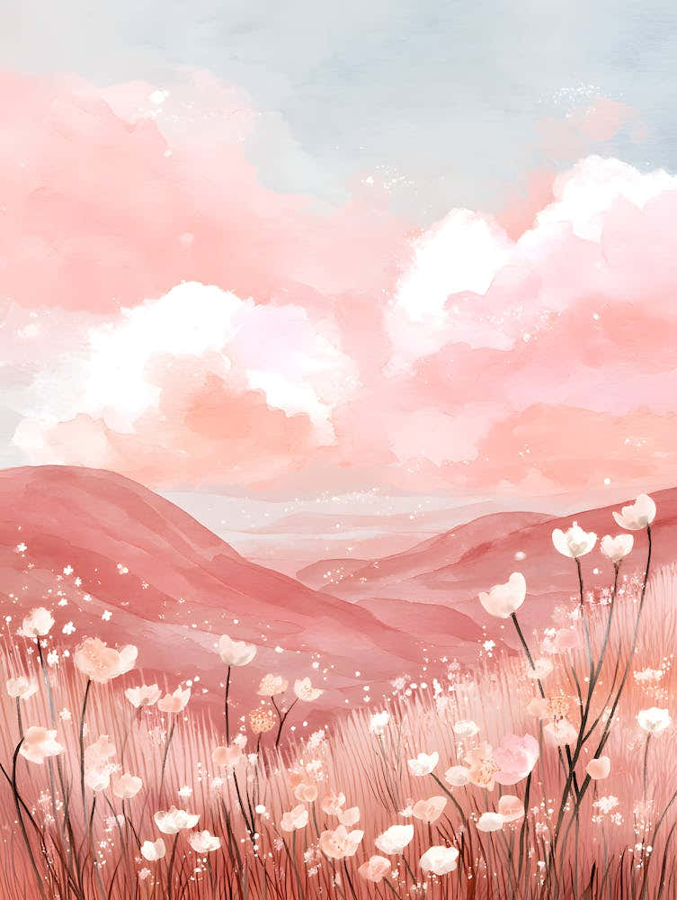 Pink Flowers In A Field