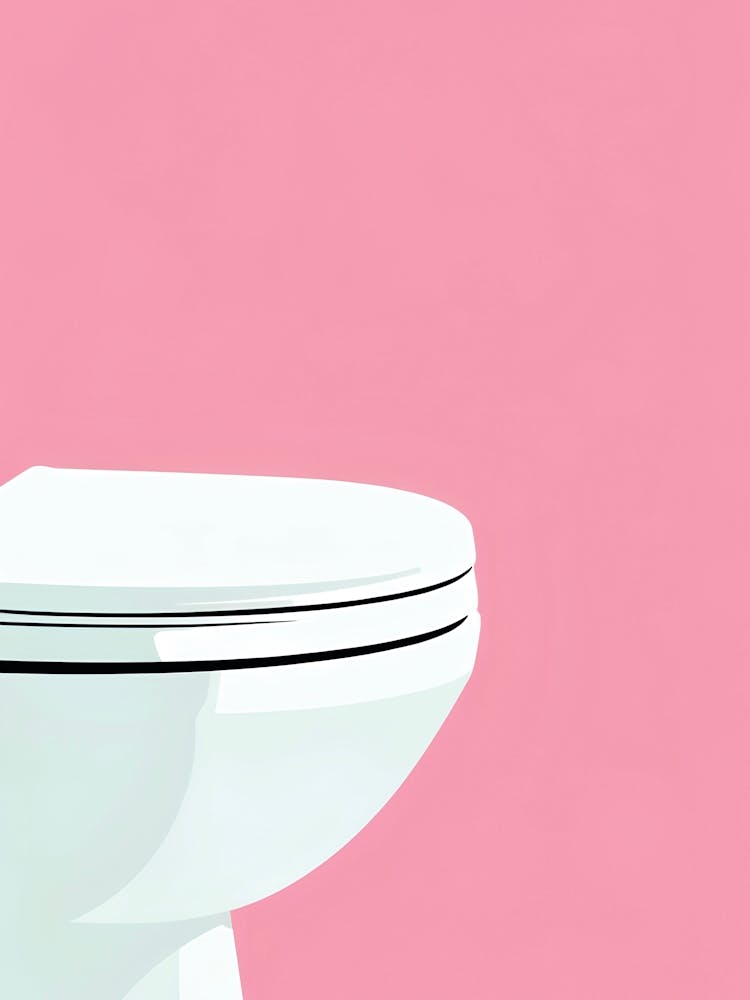 Minimalist Toilet Bowl Illustration On Pink Background 1