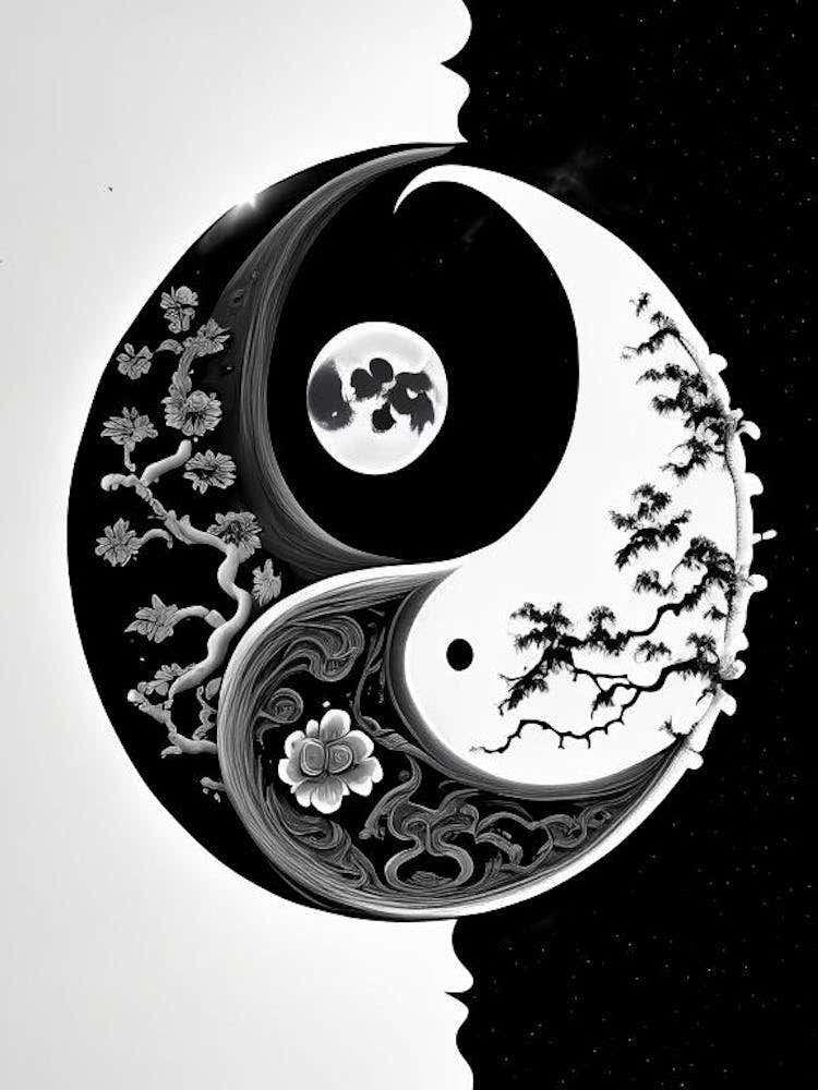 Black And White Yin and Yang 8, Illustration
