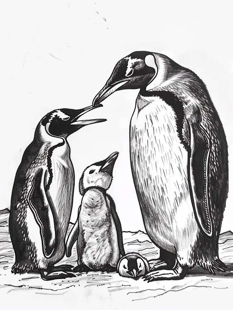 King Penguin Feeding Their Chicks 3