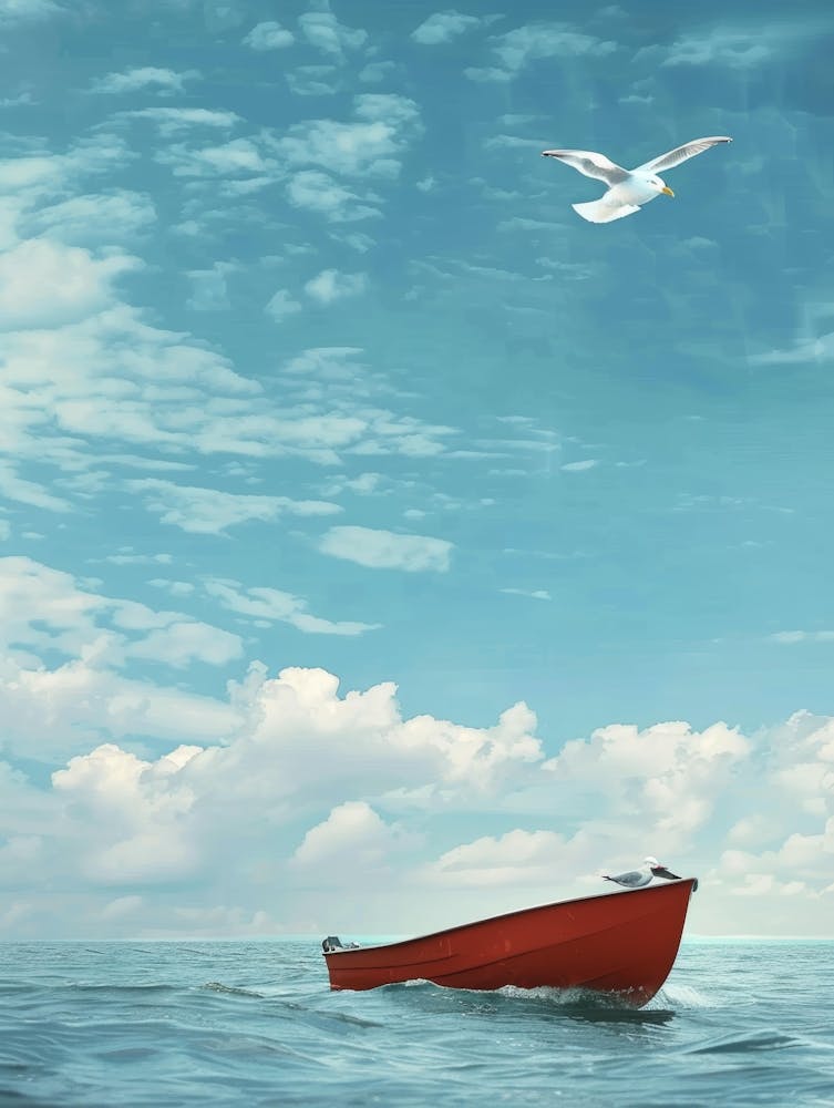Red Boat In The Sea 9