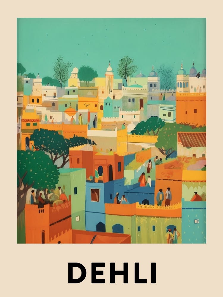 Dehli 7 Vintage Travel Poster
