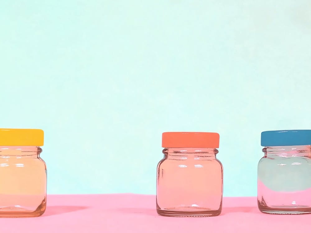 Jars in Pink and Blue