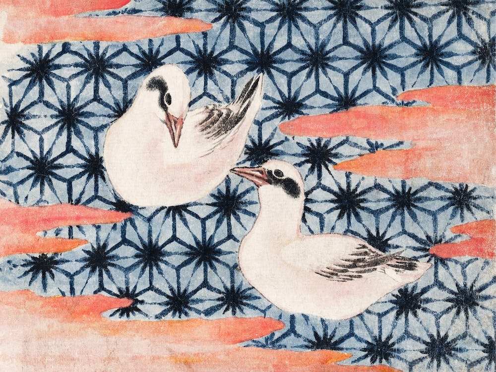 Swimming Birds, Katsushika Hokusai Vintage Japanese