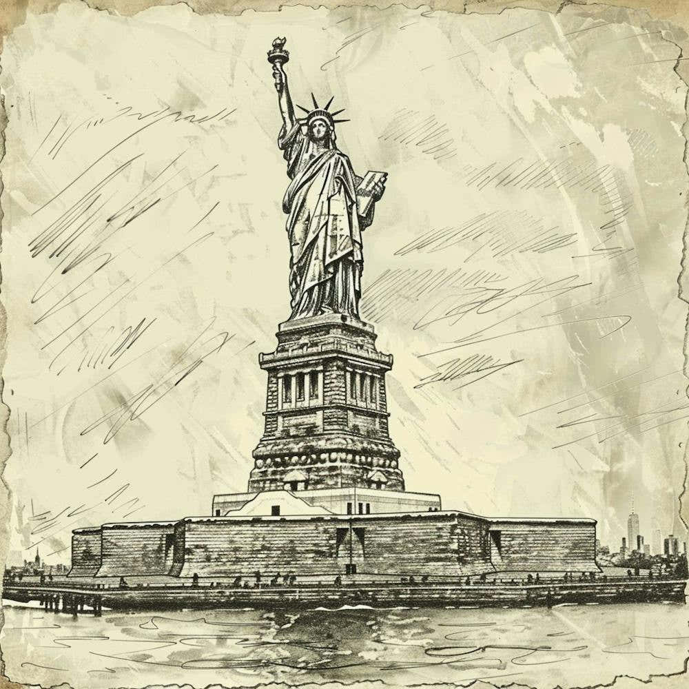 A Statue Of Liberty In New York Hand Drawn Sketc 1719922810 3