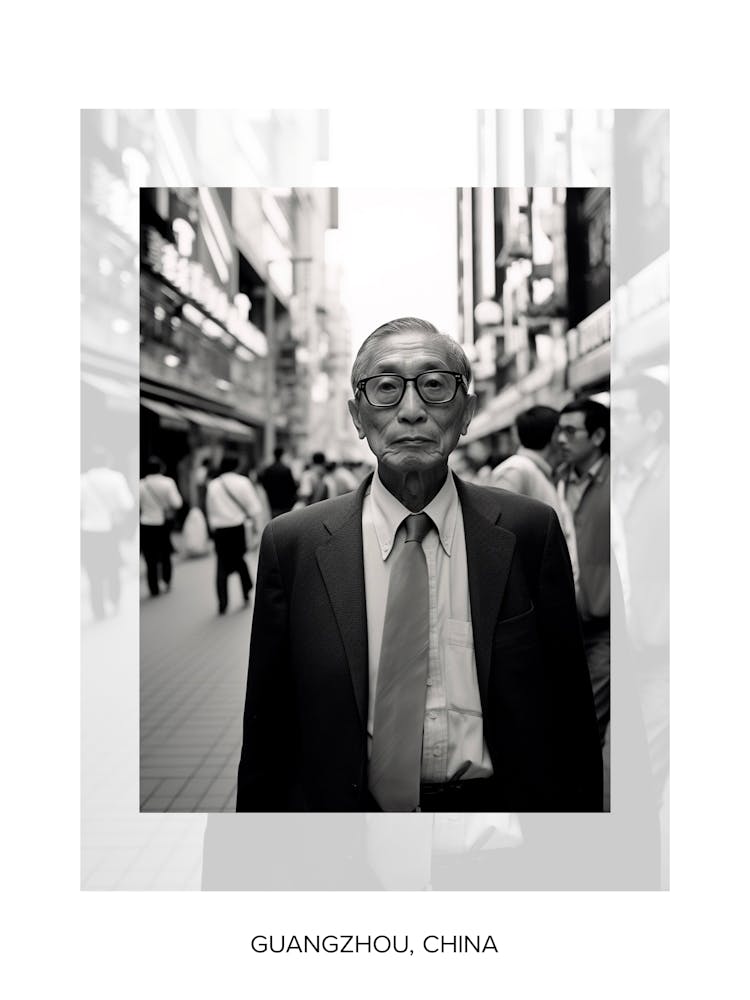 Poster Of Guangzhou, China, Black And White Old Photo 1