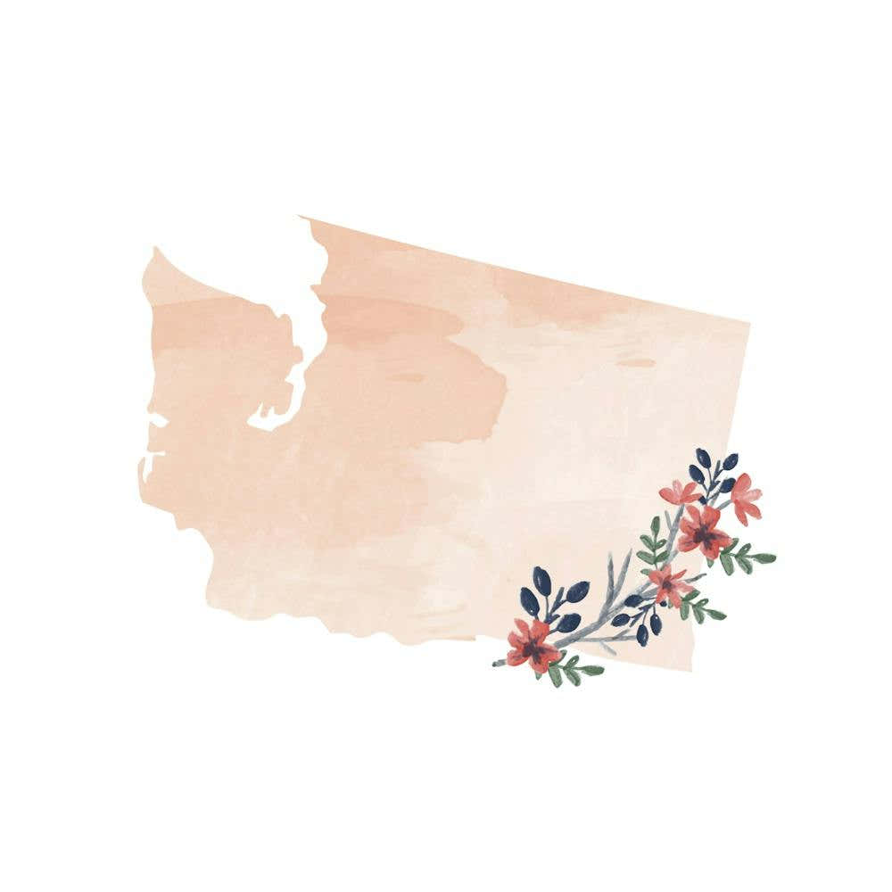 Washington Watercolor Floral State