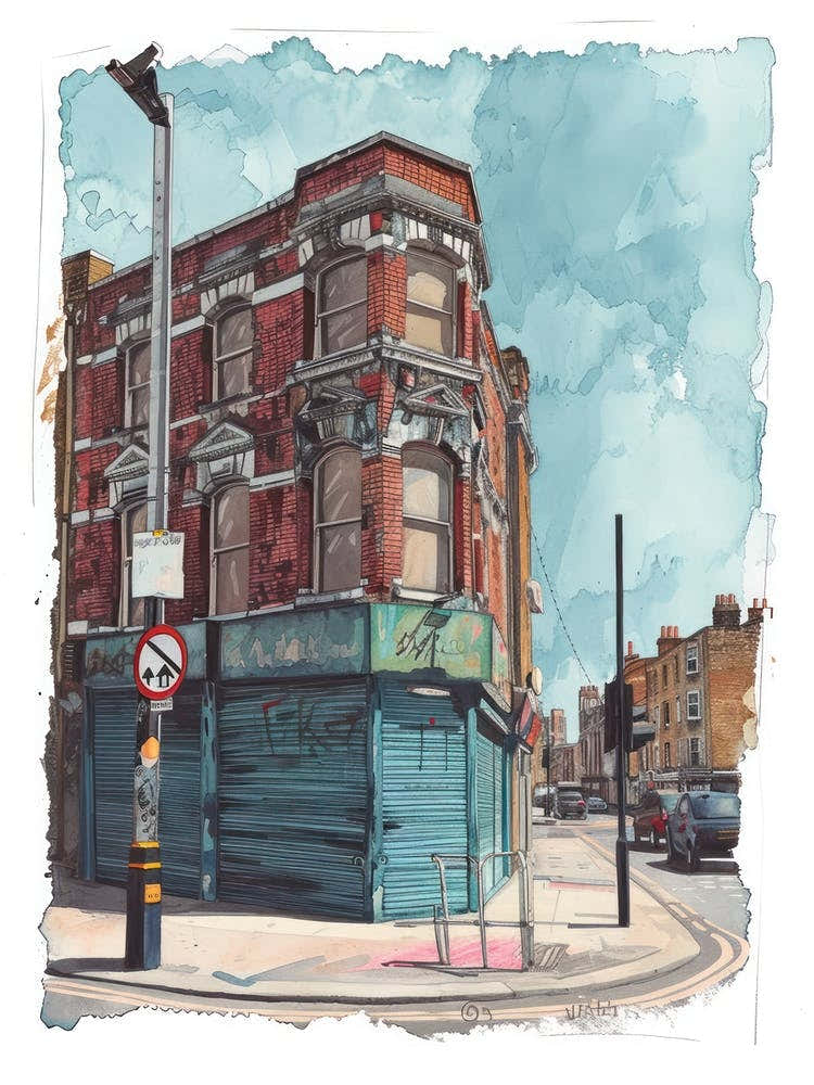 Hackney London Borough   Street Watercolour 12