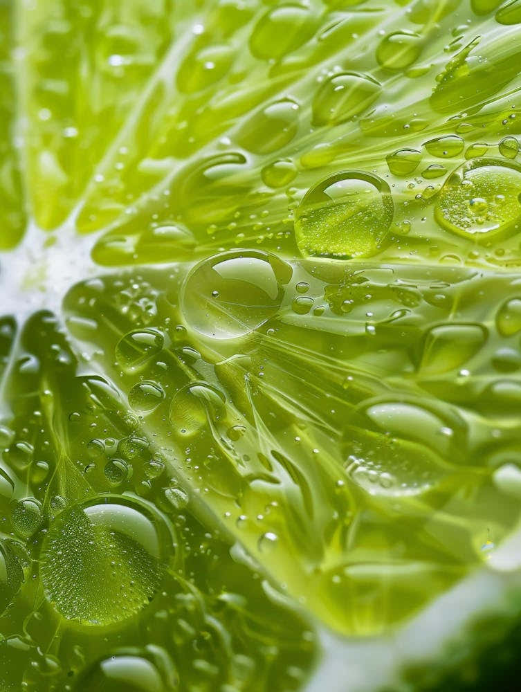 Lime Slice With Water Droplets