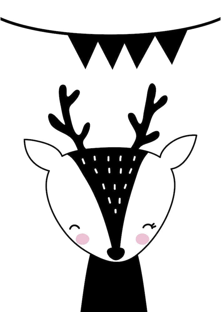 Scandi Black Reindeer With Banner