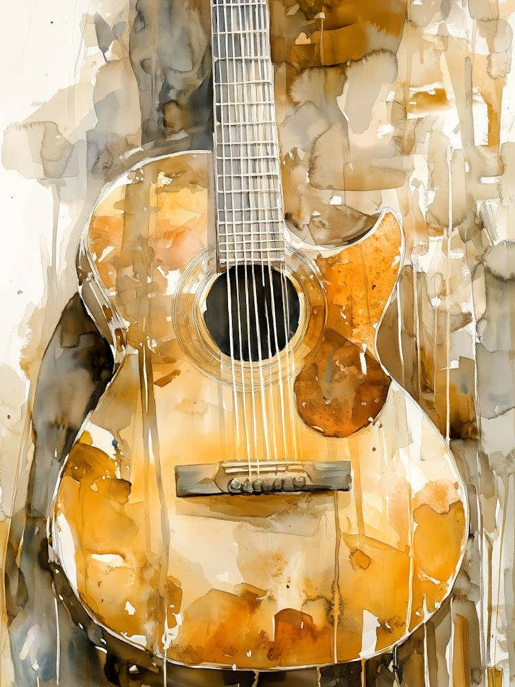Watercolor Guitar Painting 1