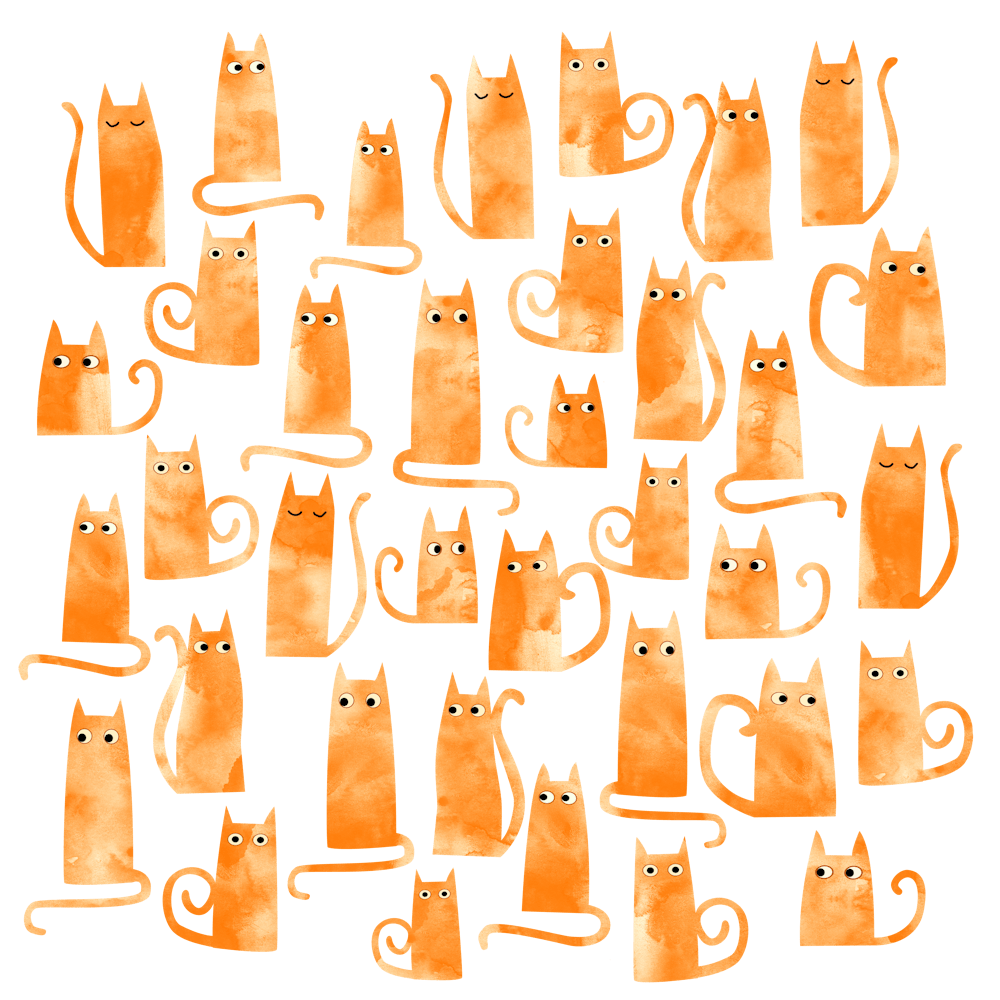 Orange Ginger Cats Watercolor