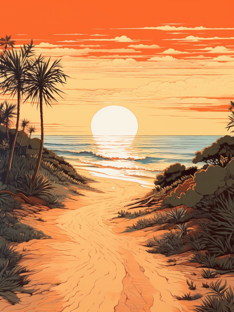 Cable Beach Print Golden Tones 4