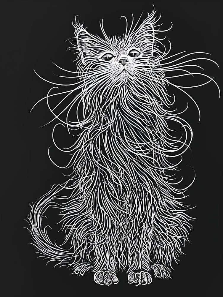 Turkish Angora Cat Minimalist Illustration 4