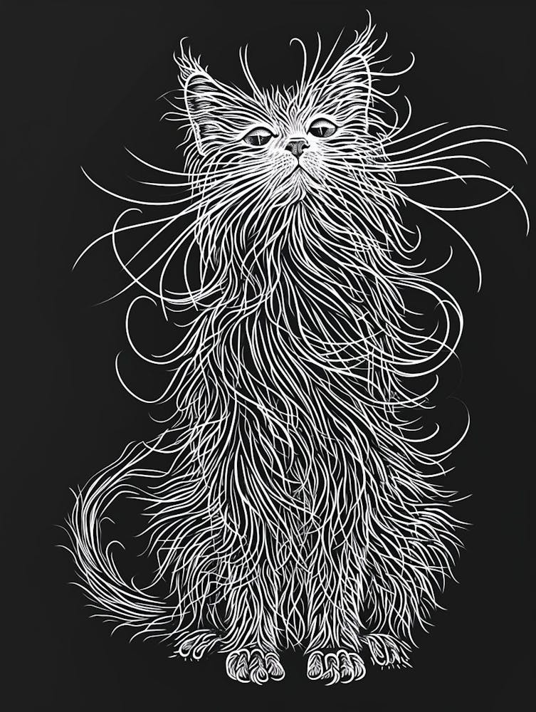Turkish Angora Cat Minimalist Illustration 4