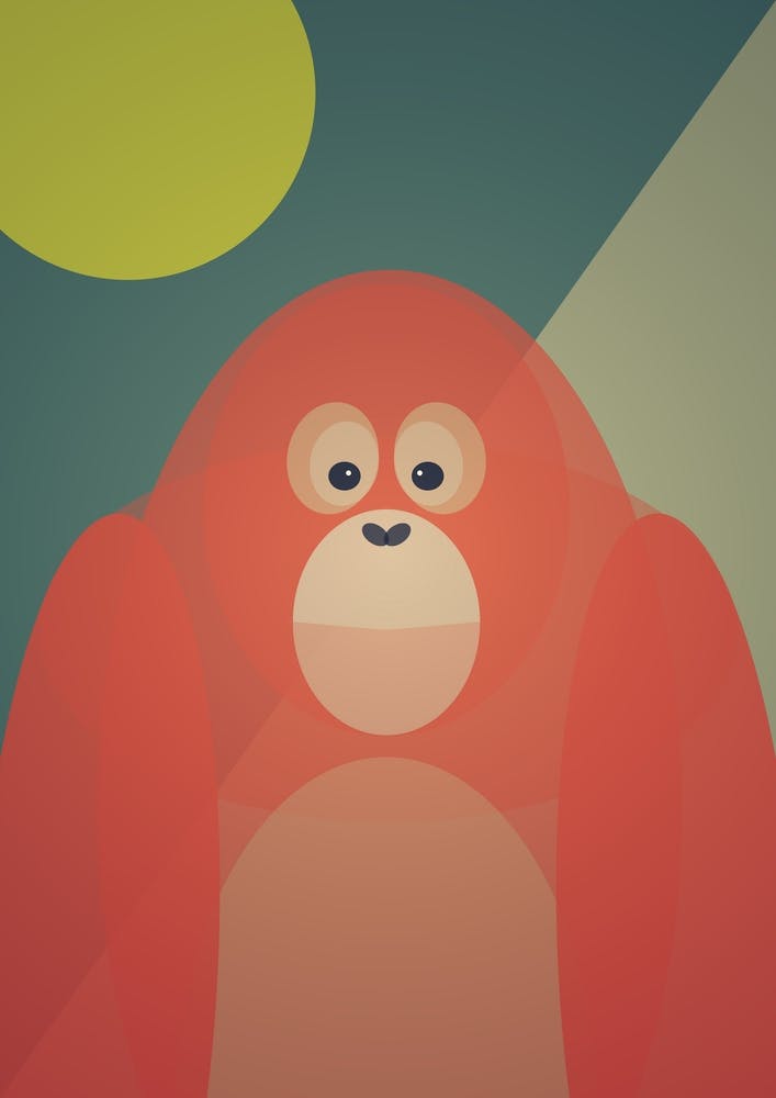 Mid Century Geometric Orangutan