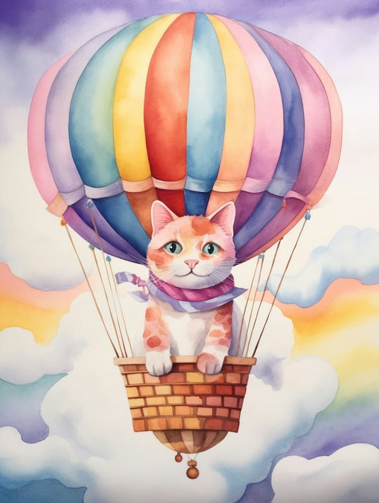 Baby Cat 3 In A Hot Air Balloon